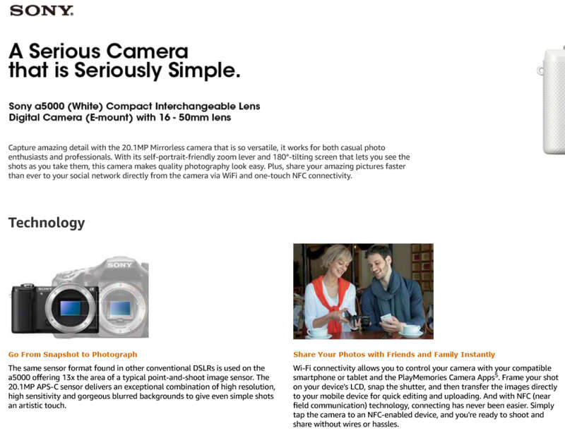 Sony Alpha a5000 Mirrorless Digital Camera with 16-50 OSS Lens